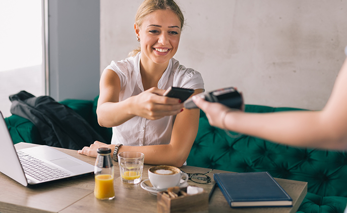 contactless payment at a restaurant